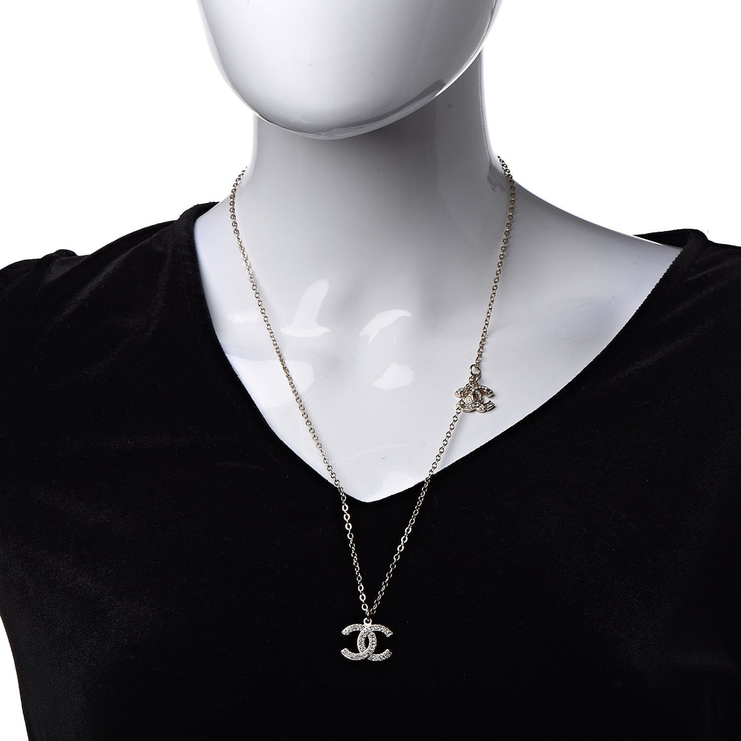 Crystal CC Necklace Light Gold