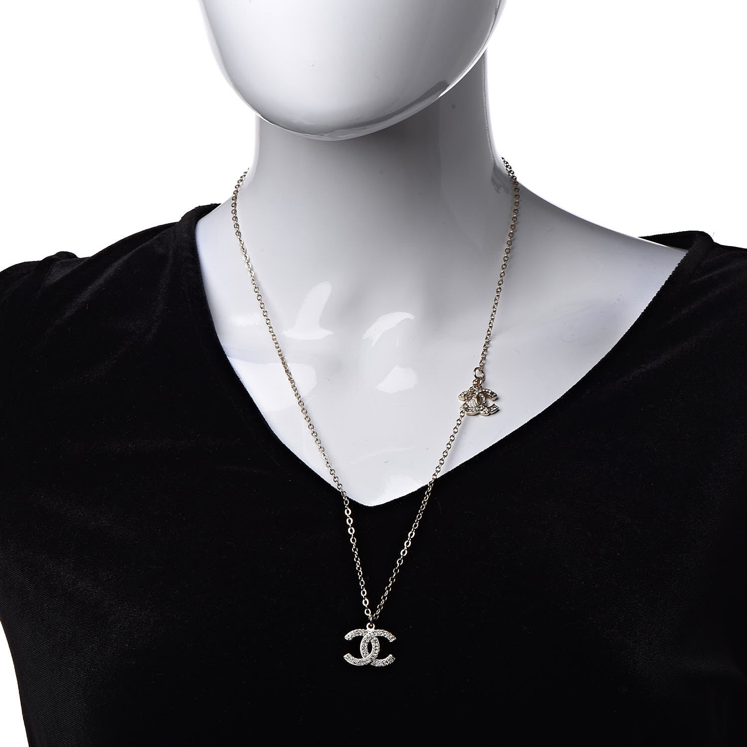 Chanel Crystal CC Necklace Light Gold 2 of 6
