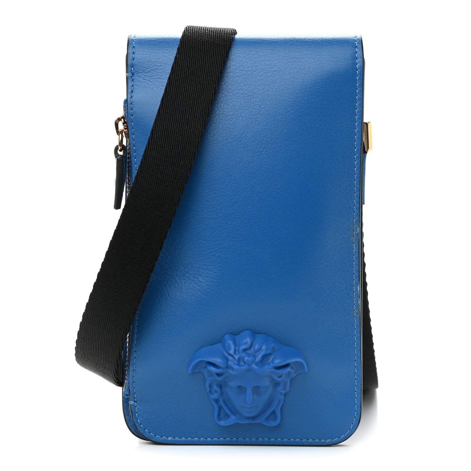 Versace Vitello Medusa Crossbody Phone Pouch Blue 1 of 11
