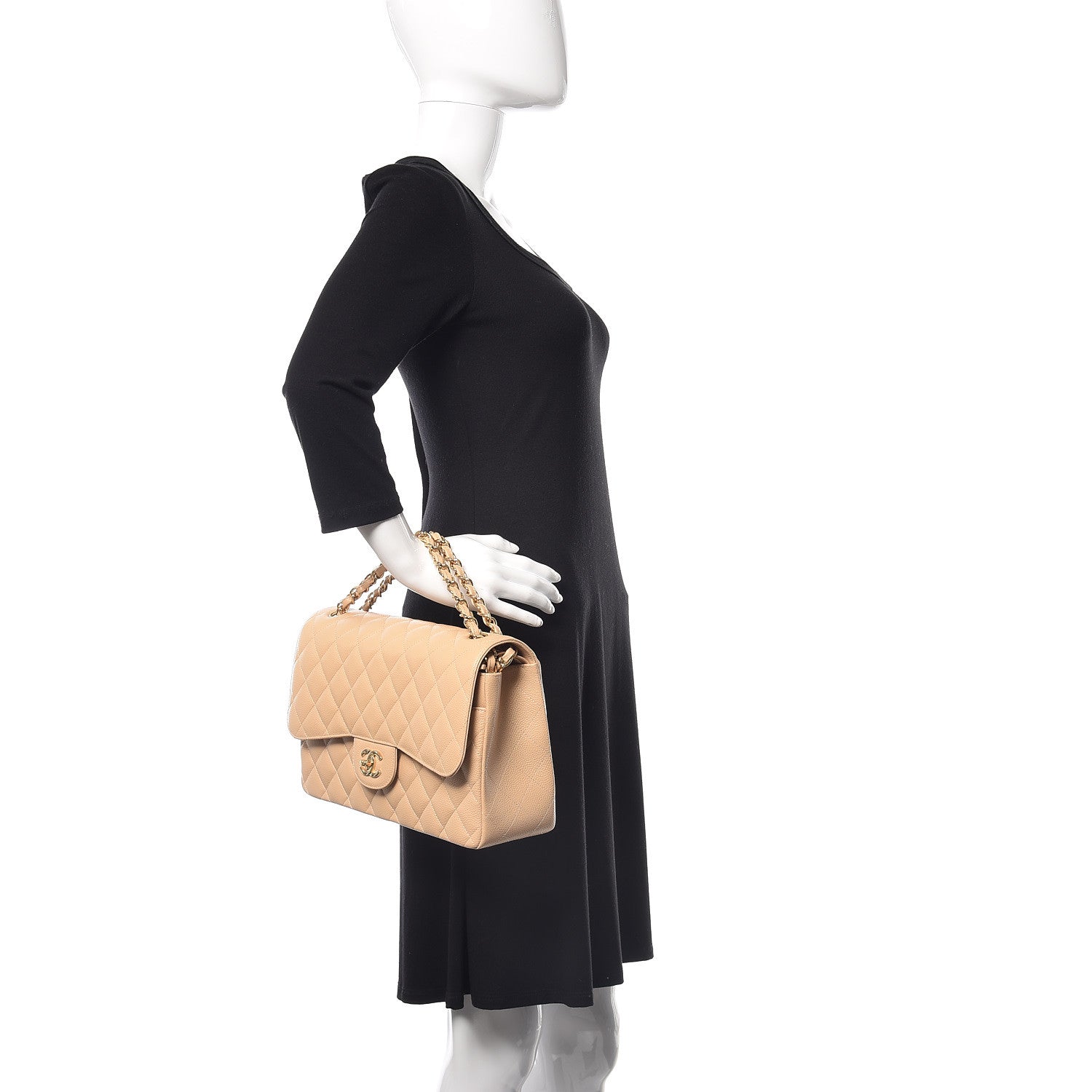Chanel Caviar Quilted Jumbo Double Flap Beige Clair 3 of 7