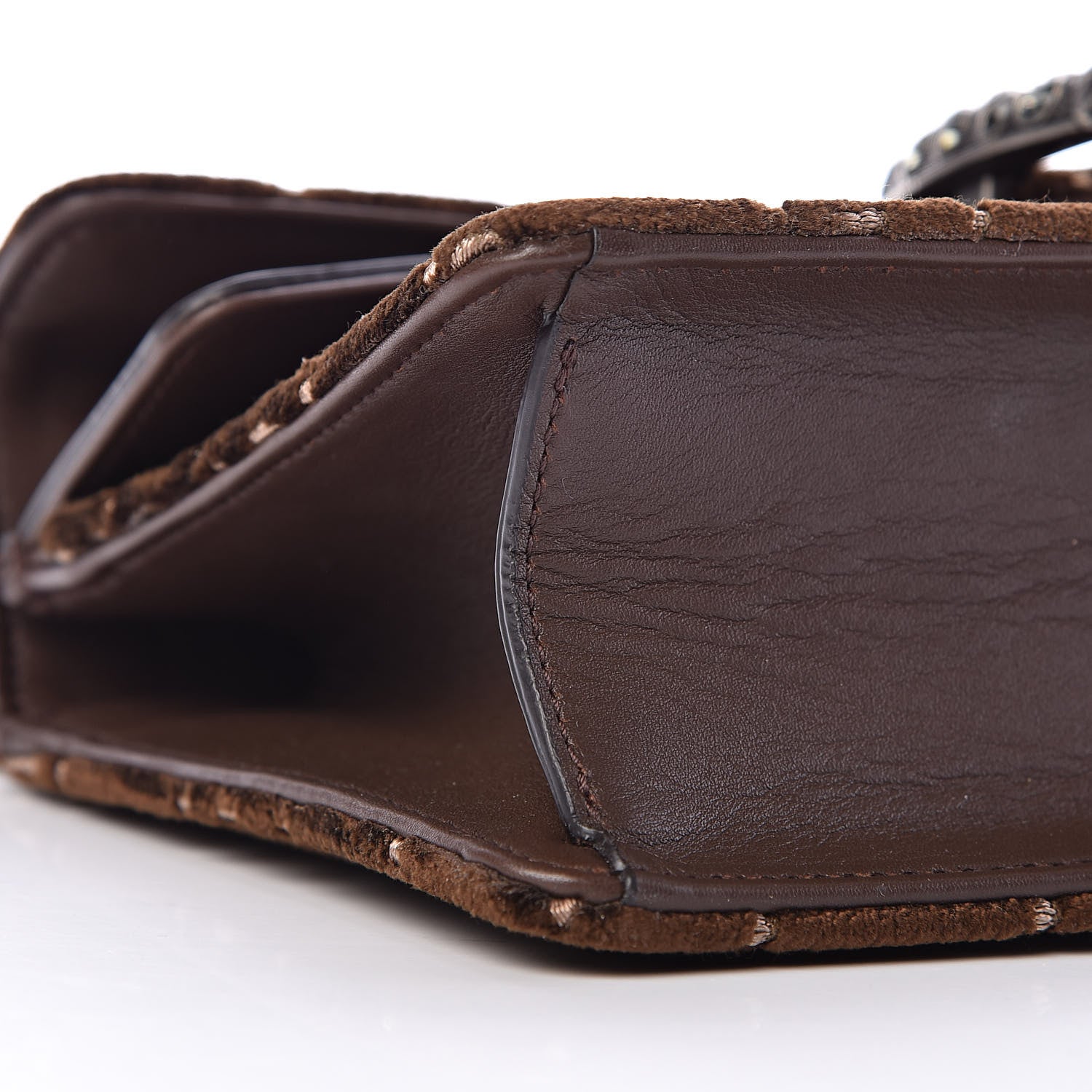Gucci Velvet Moon Calfskin Crystal GG Monogram Small Dionysus Shoulder Bag Brown Vintage Cocoa Black Diamond 9 of 10