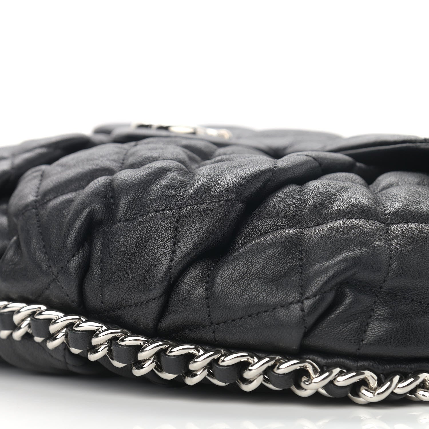 Chanel Washed Lambskin Quilted Medium Chain Around Messenger Black 10 of 13