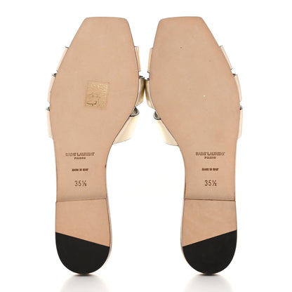 Saint Laurent Metallic Calfskin Nu Pied 05 Slide Sandals 35.5 Platino 5 of 9