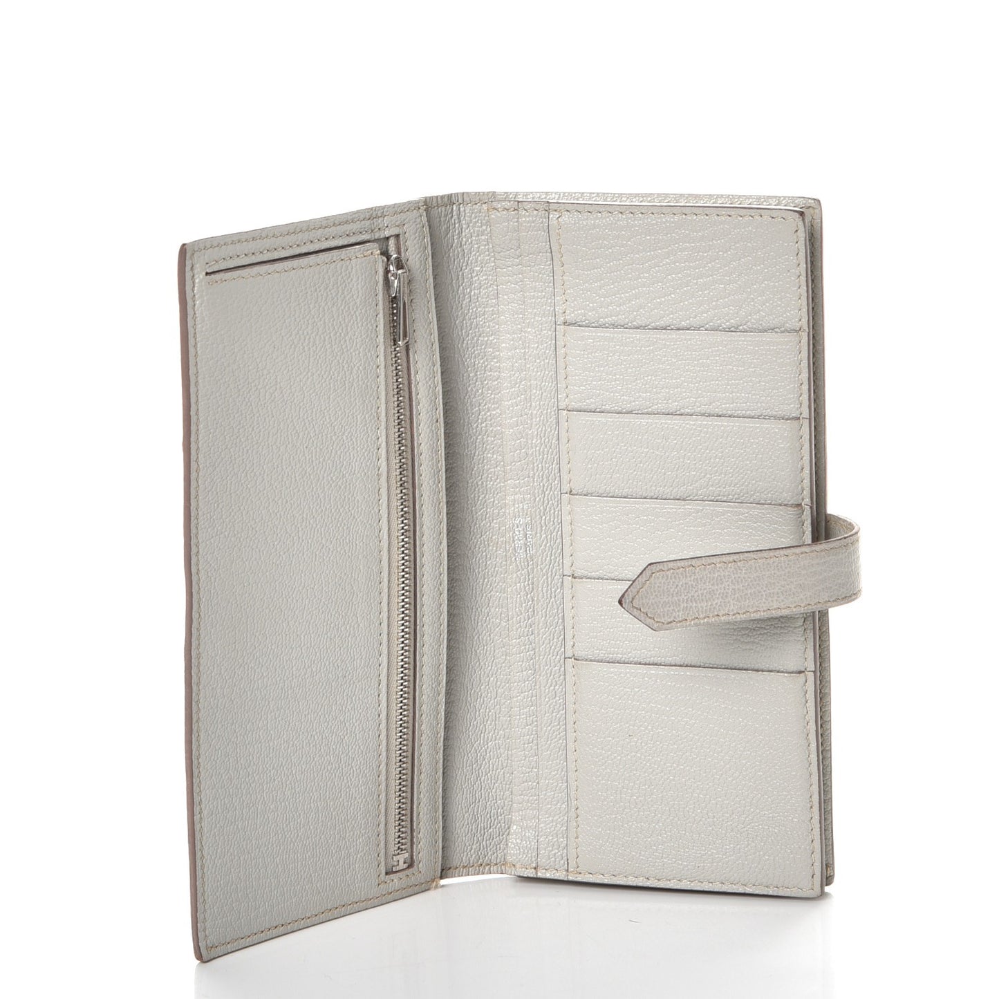 Chevre Mysore Bearn Gusset Wallet Gris Perle