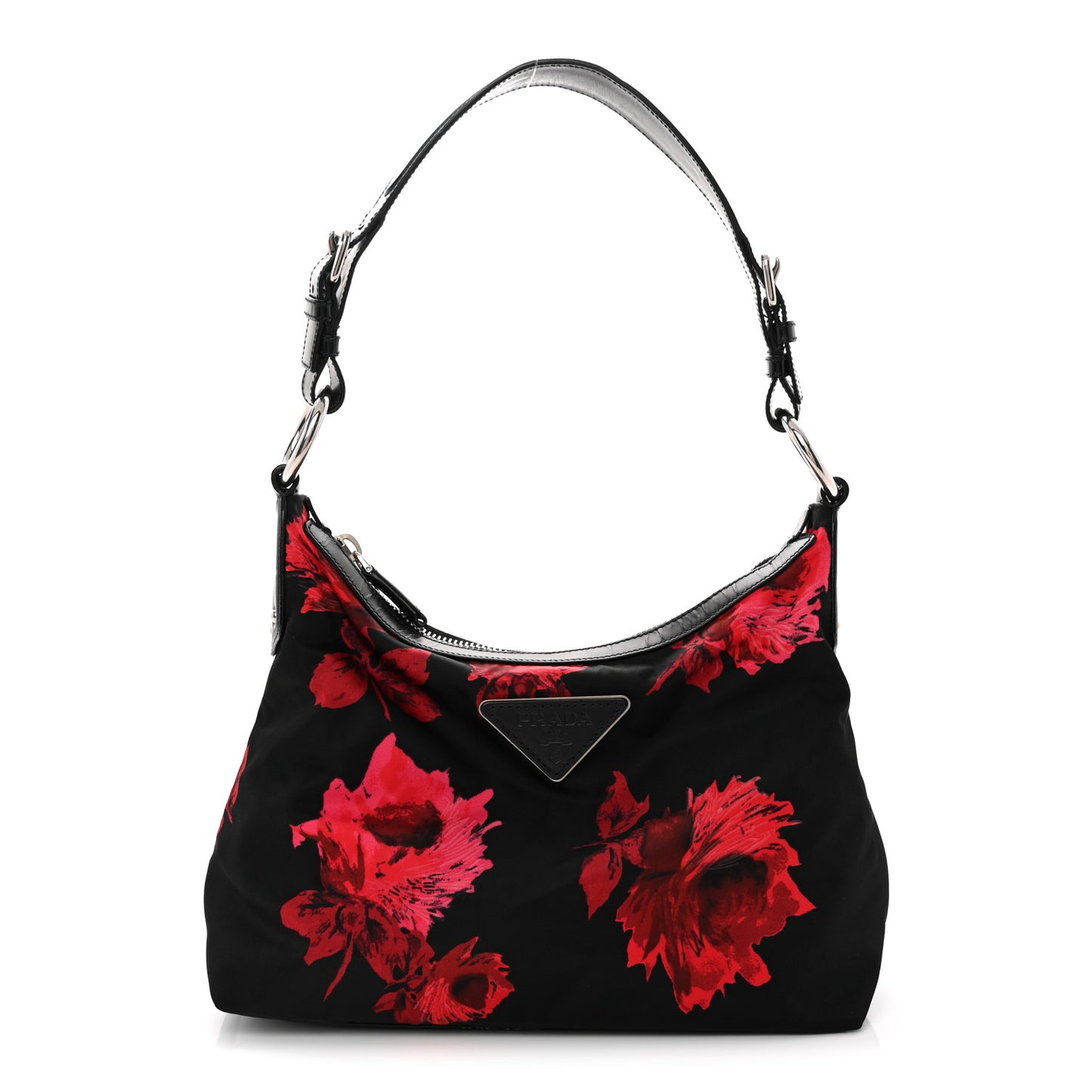Tessuto Nylon Rose Shoulder Bag Black Rosso