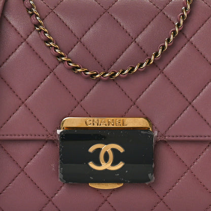 Chanel Sheepskin Quilted Beauty Lock Flap Pink Black 8 of 10