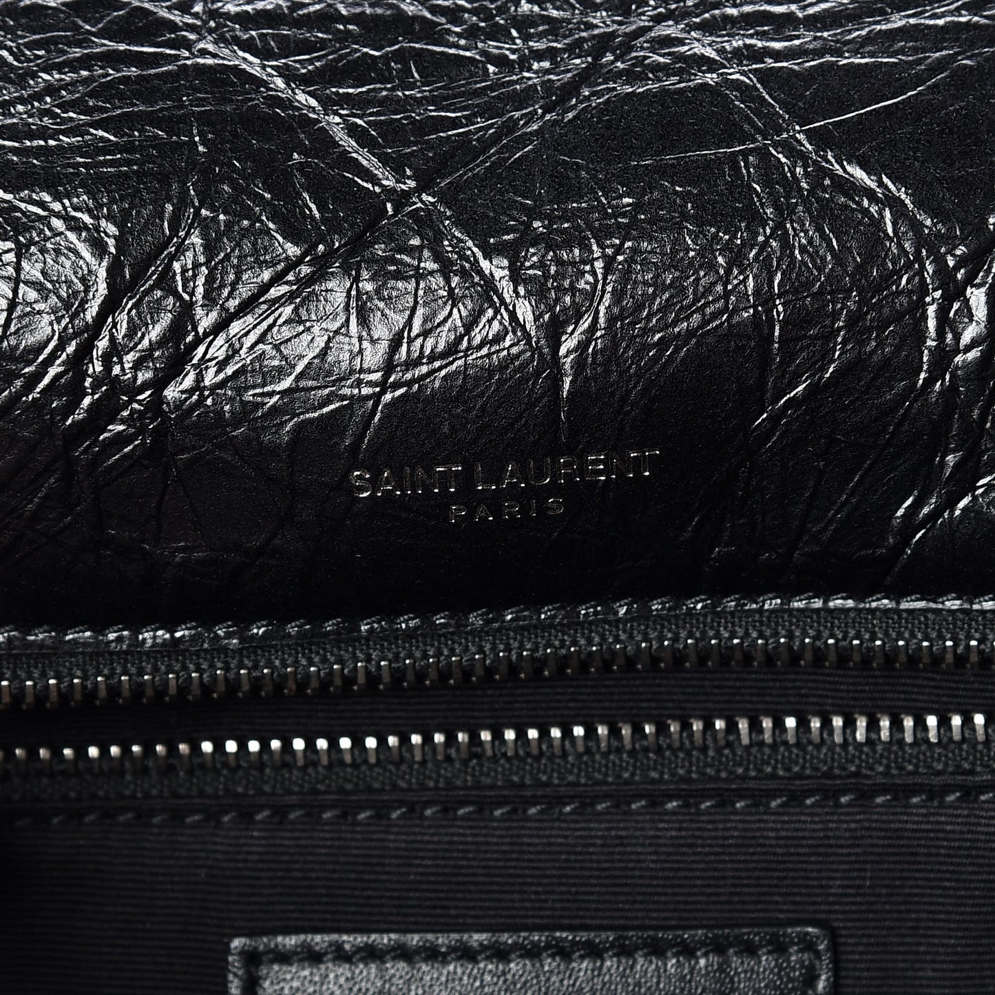 Crinkled Calfskin Matelasse Monogram Medium Niki Chain Satchel Black