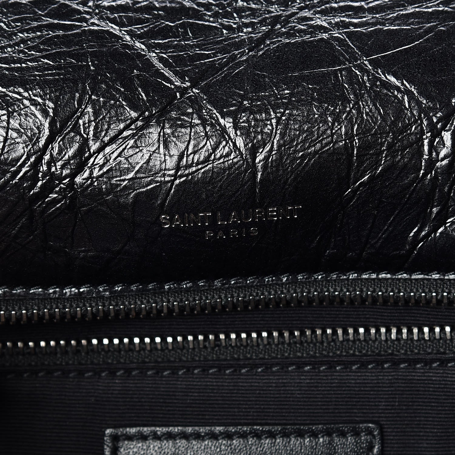 Saint Laurent Crinkled Calfskin Matelasse Monogram Medium Niki Chain Satchel Black 6 of 12