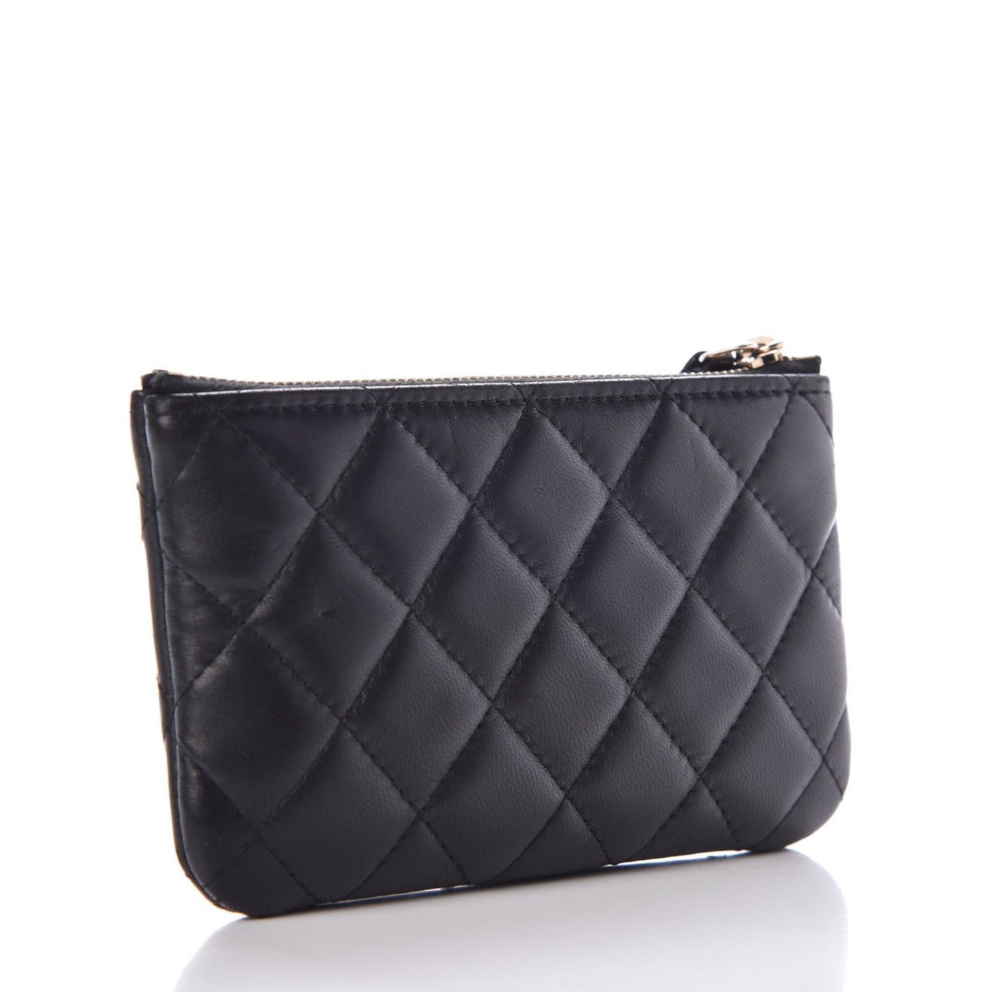 Lambskin Quilted Small Casino Cosmetic Case Black