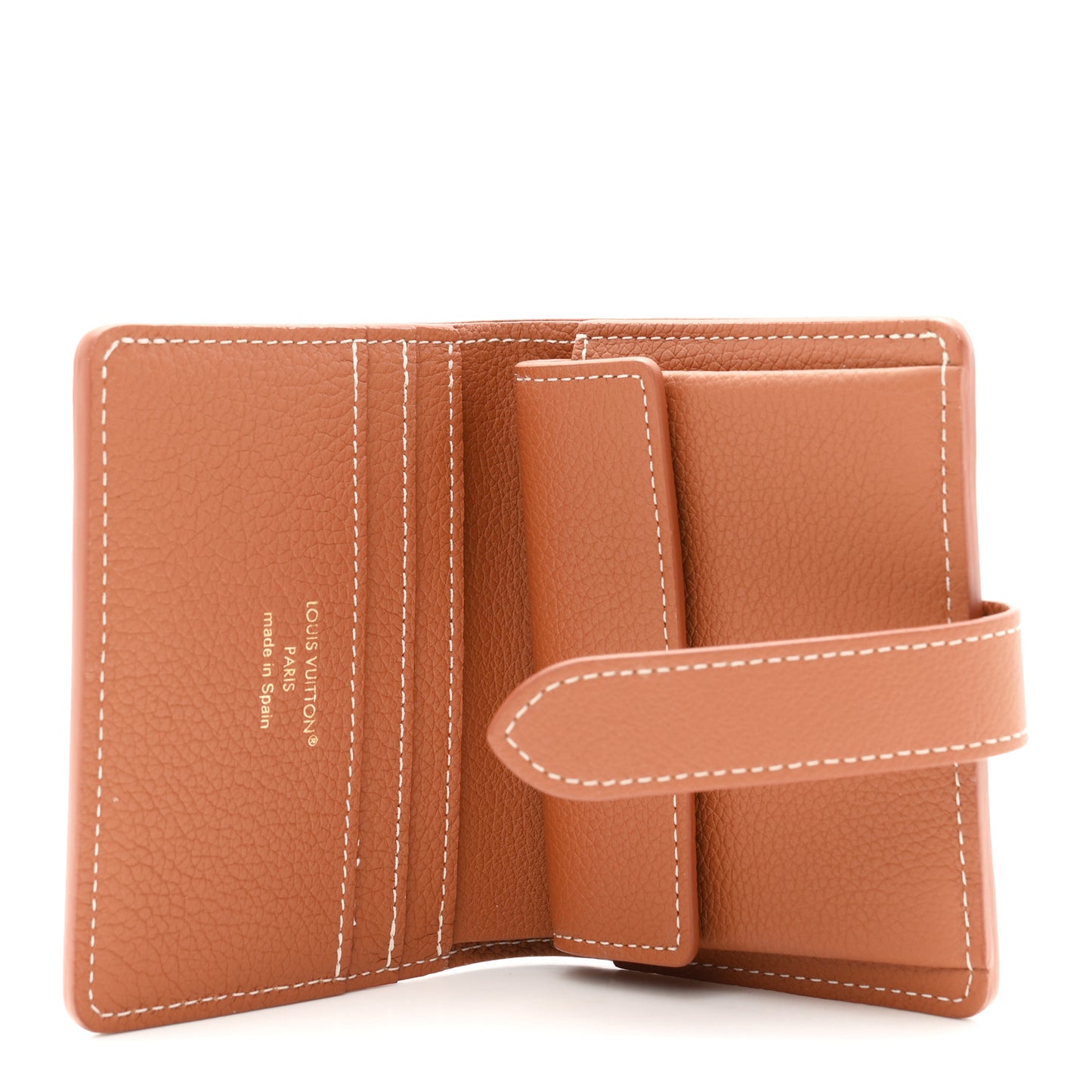Grained Calfskin Low Key Compact Wallet Cognac