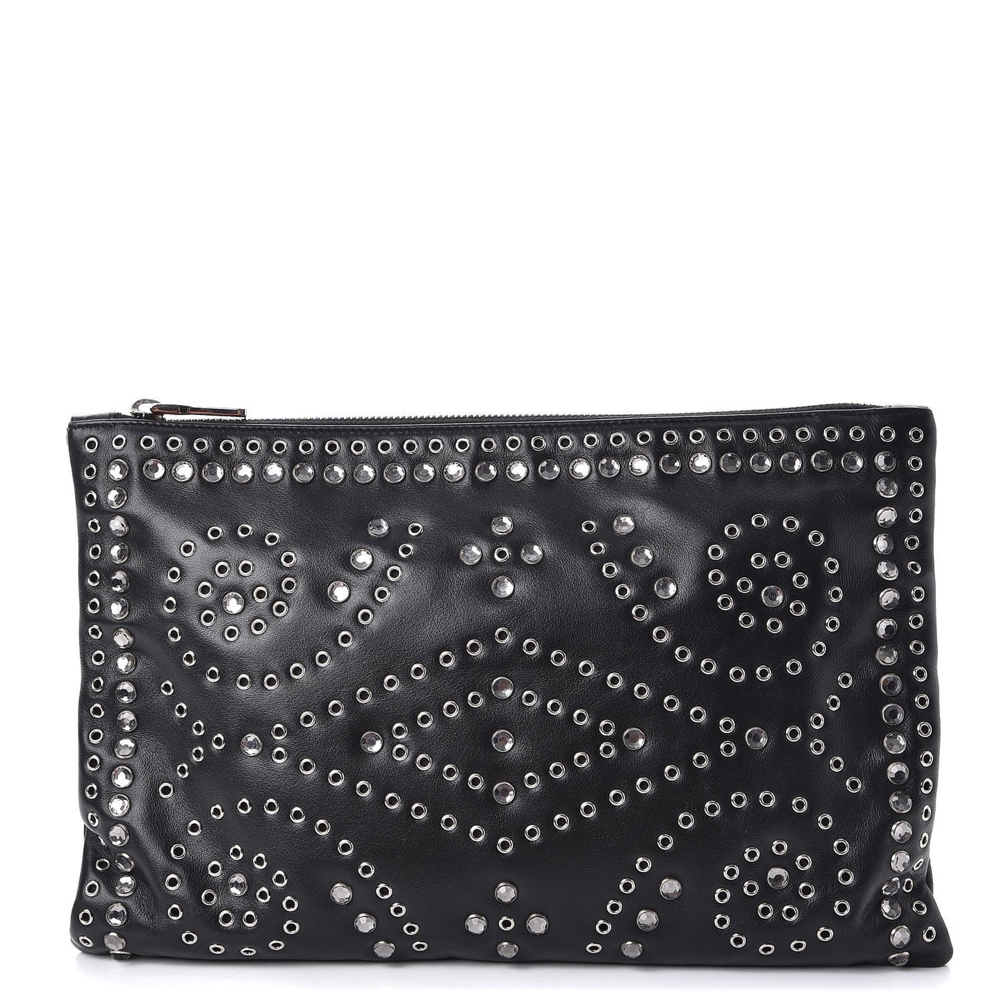 Vitello Vintage Studded Clutch Black