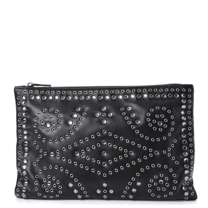 Prada Vitello Vintage Studded Clutch Black 1 of 7