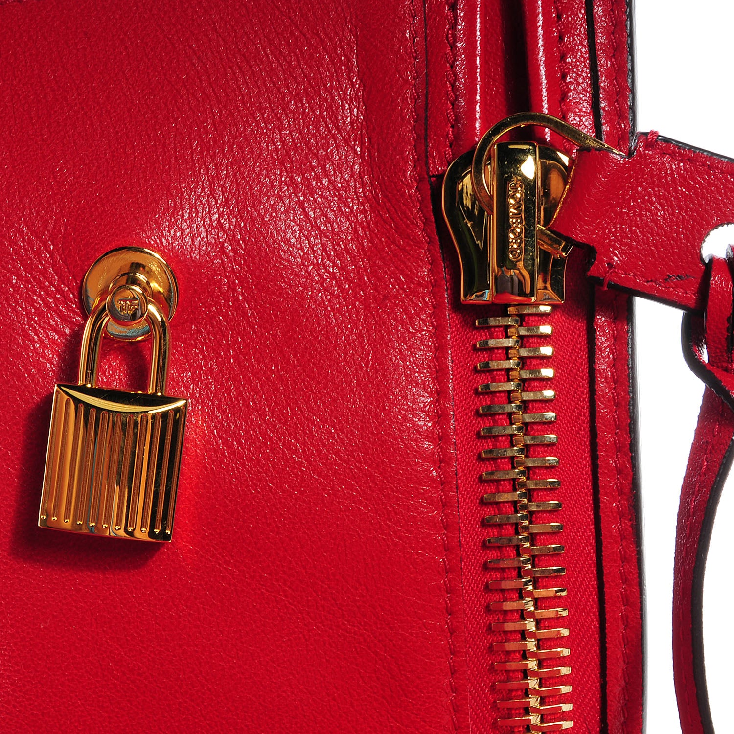 Tom Ford Calfskin Alix Padlock Zip Shoulder Bag Flame Red 4 of 9