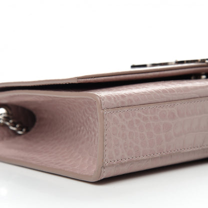 Saint Laurent Calfskin Crocodile Embossed Medium Classic Monogram Kate Tassel Satchel Powder Pink 9 of 10