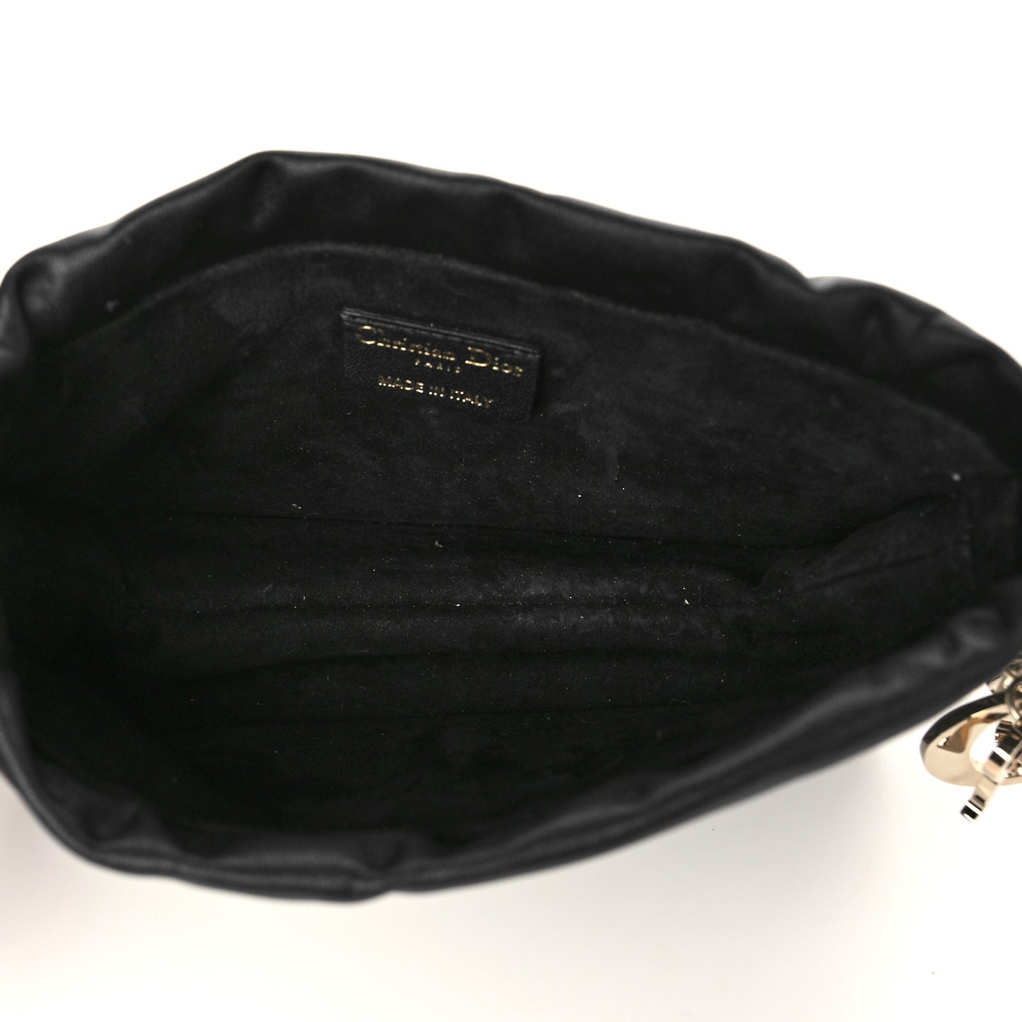 Lambskin Cannage Mini Top Handle Drawstring Bag Black