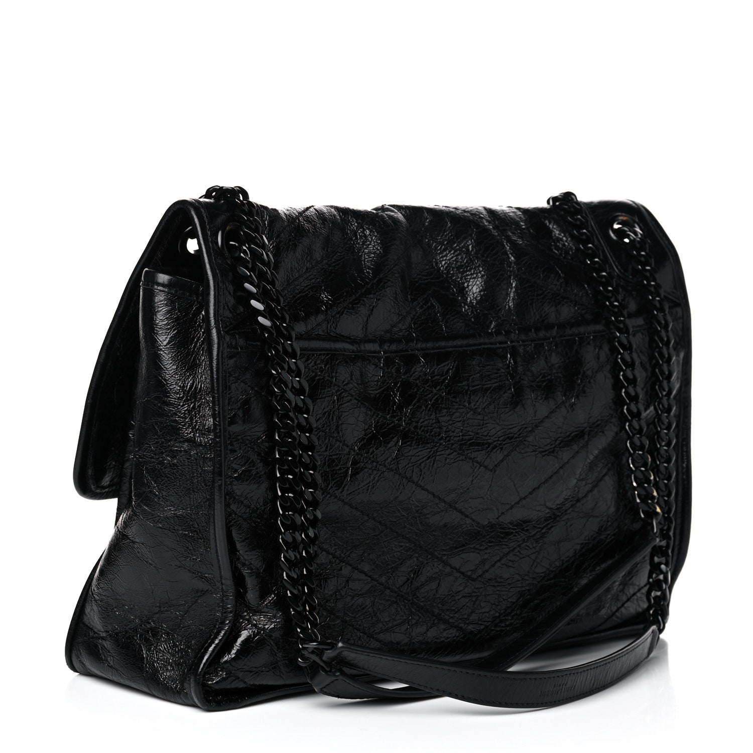 Saint Laurent Crinkled Calfskin Matelasse Monogram Medium Niki Chain Satchel Black 3 of 15