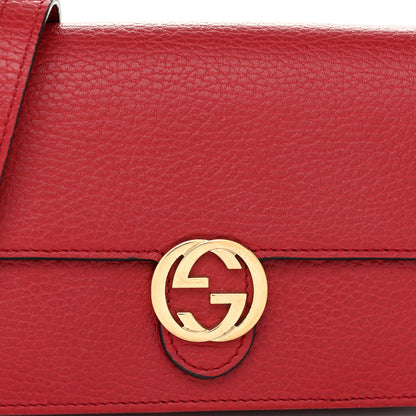 Gucci Dollar Calfskin Interlocking G Chain Wallet Red 7 of 9
