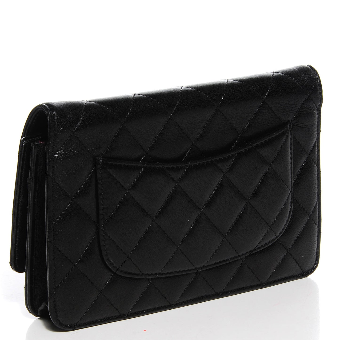 Lambskin Quilted Wallet On Chain WOC Black