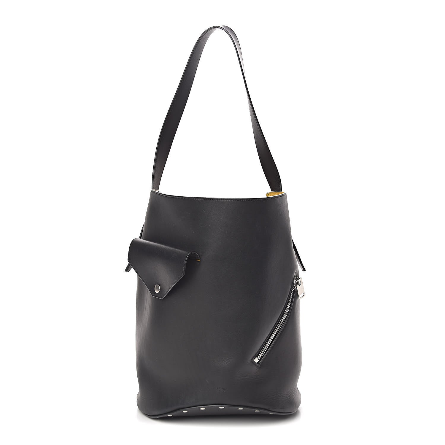 Celine Natural Calfskin Biker Bucket Shoulder Bag Black Sunflower 1 of 9