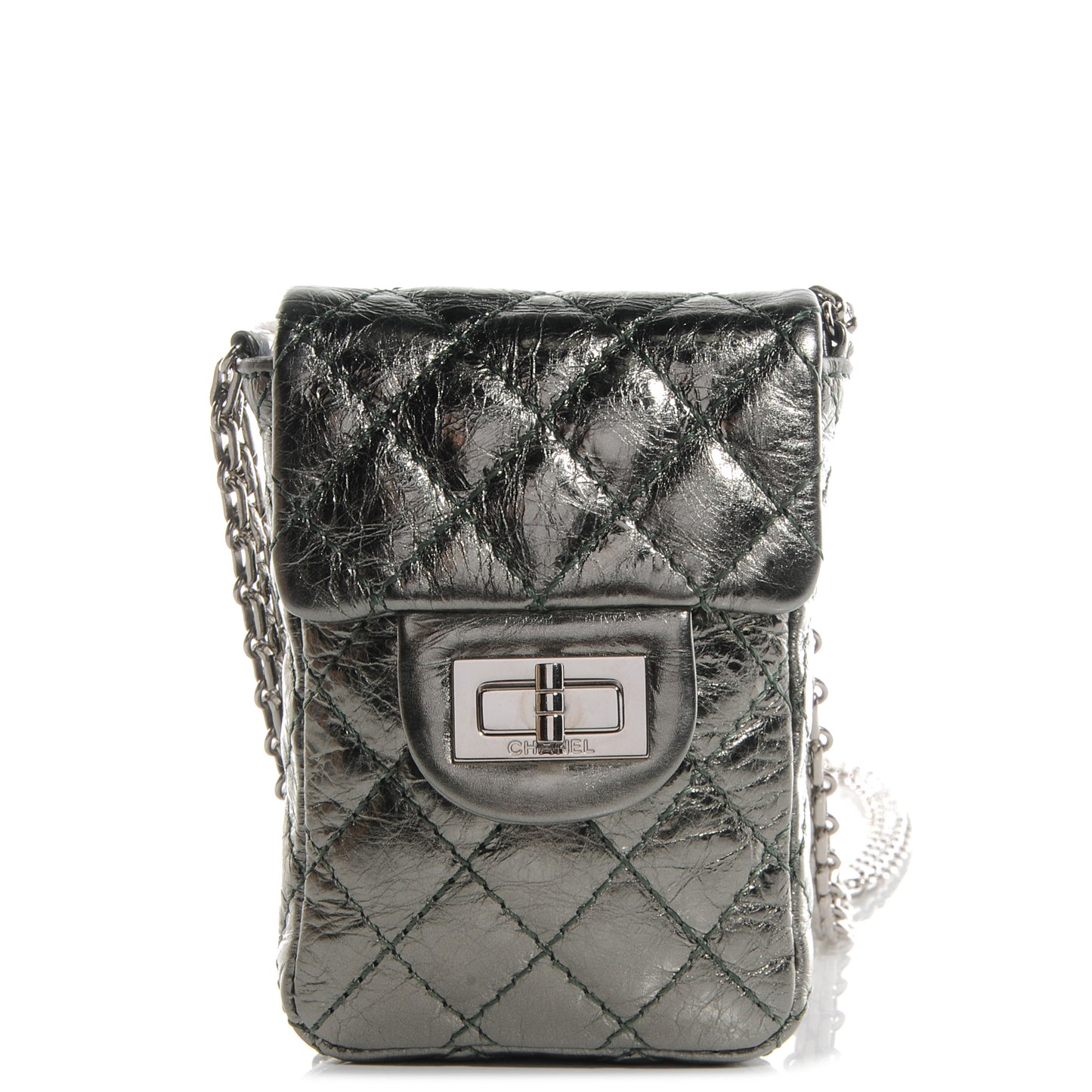 Aged Calfskin 2.55 Reissue Phone Case Dark Silver