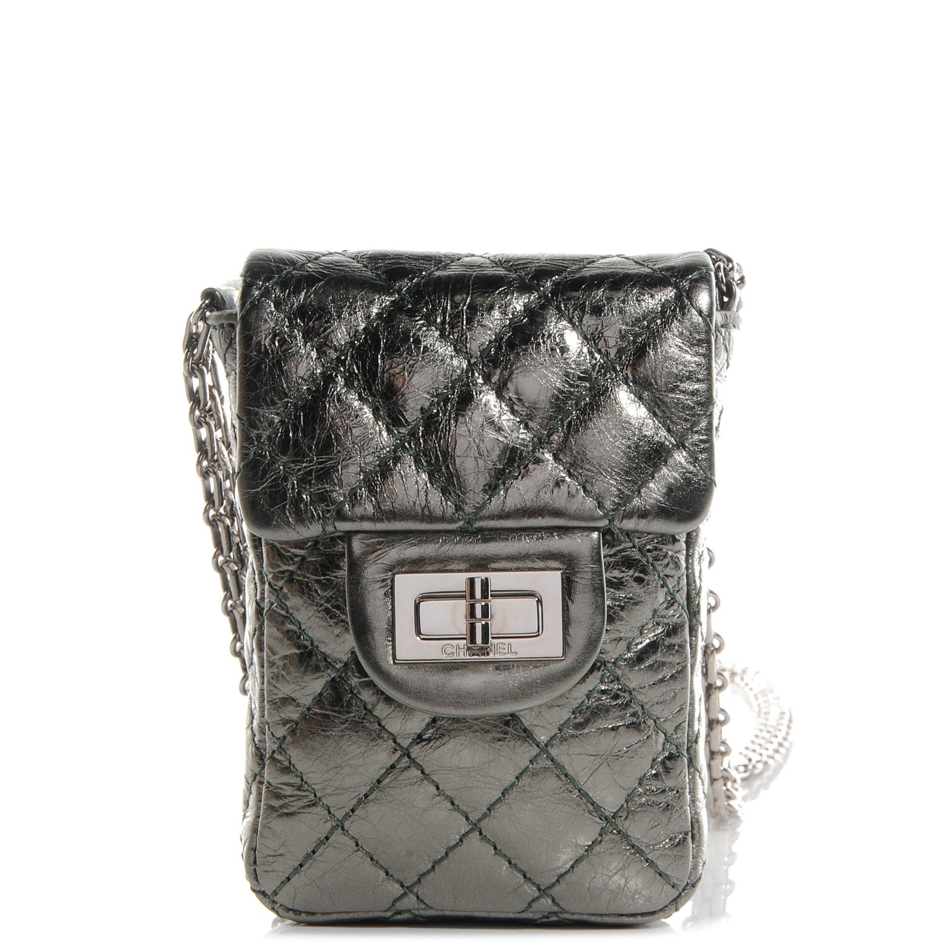 Chanel Aged Calfskin 2.55 Reissue Phone Case Dark Silver 1 of 8