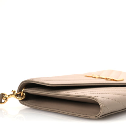 Saint Laurent Grain De Poudre Matelasse Chevron Monogram Envelope Clutch Dark Beige 9 of 11