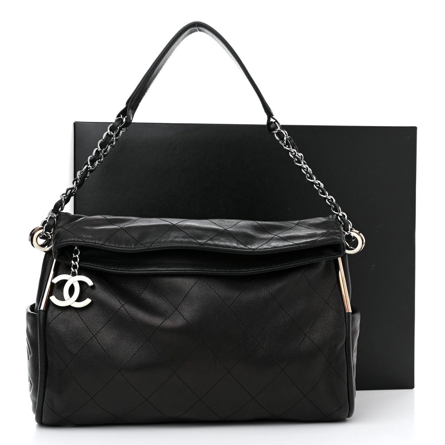 Lambskin Stitched Medium Ultimate Soft Tote Black