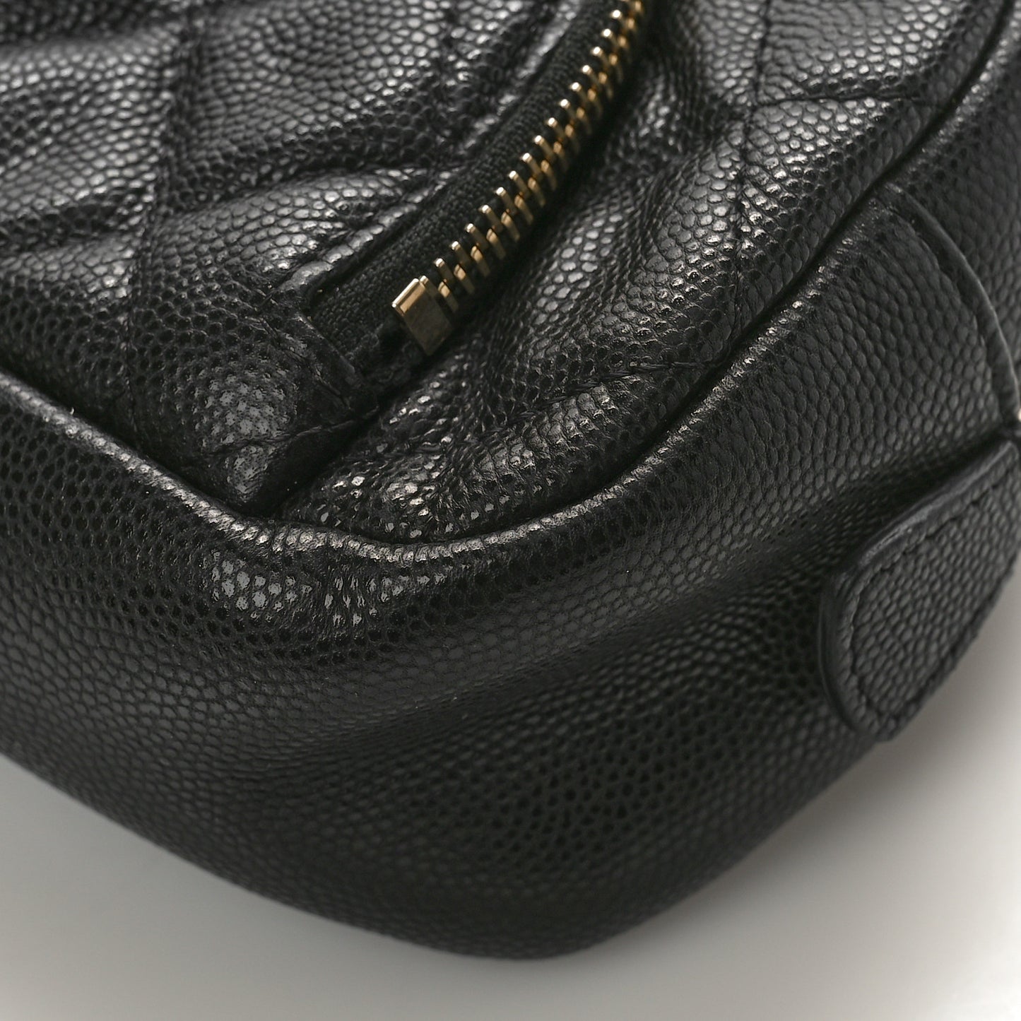Caviar Quilted Double Zip Pouch Black