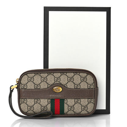 Gucci GG Supreme Monogram Ophidia Phone Case Wristlet Brown 12 of 12