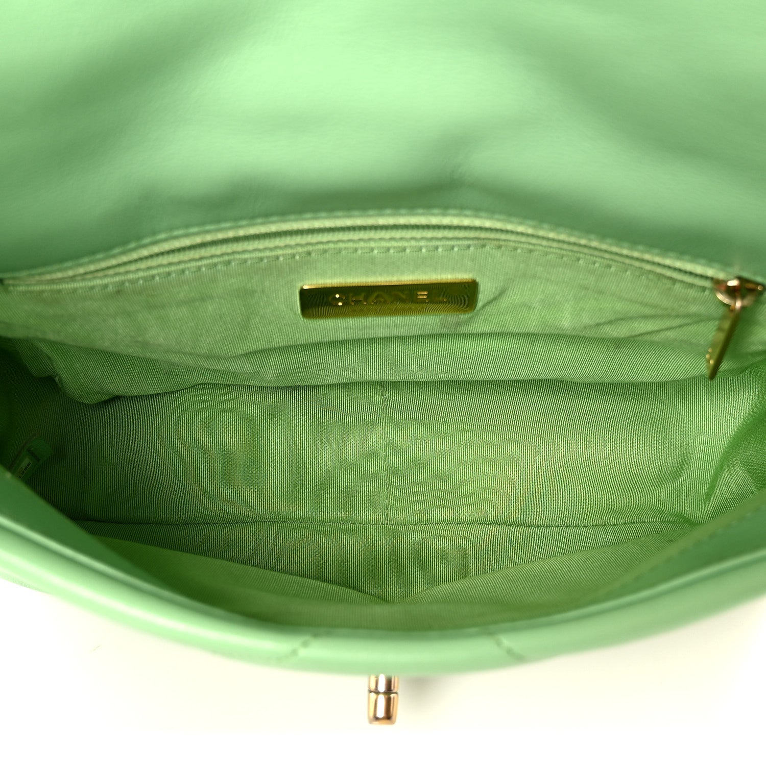 Chanel Goatskin Quilted Medium Chanel 19 Flap Light Green 5 of 10