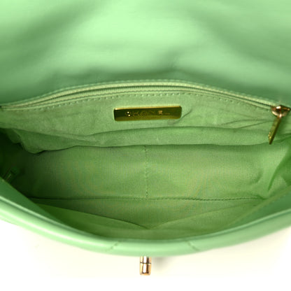 Chanel Goatskin Quilted Medium Chanel 19 Flap Light Green 5 of 10