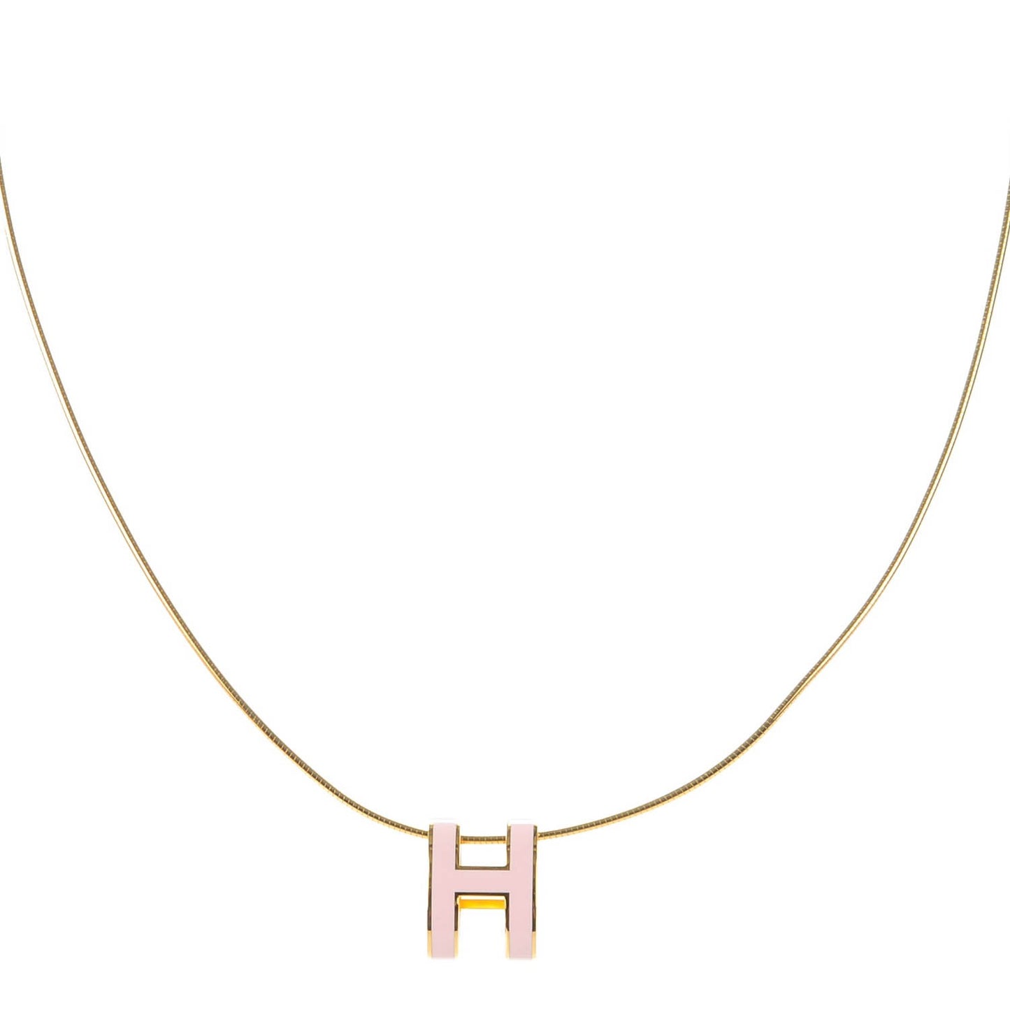 Lacquered Rose Gold Pop H Pendant Necklace Rose Dragee
