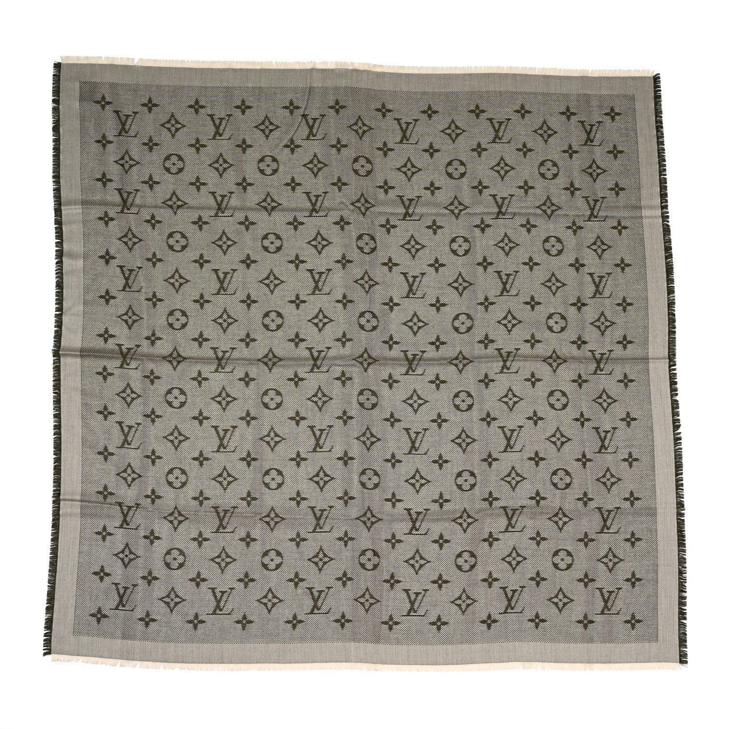Louis Vuitton Silk Wool Monogram Neo Natte Shawl Kaki 1 of 3