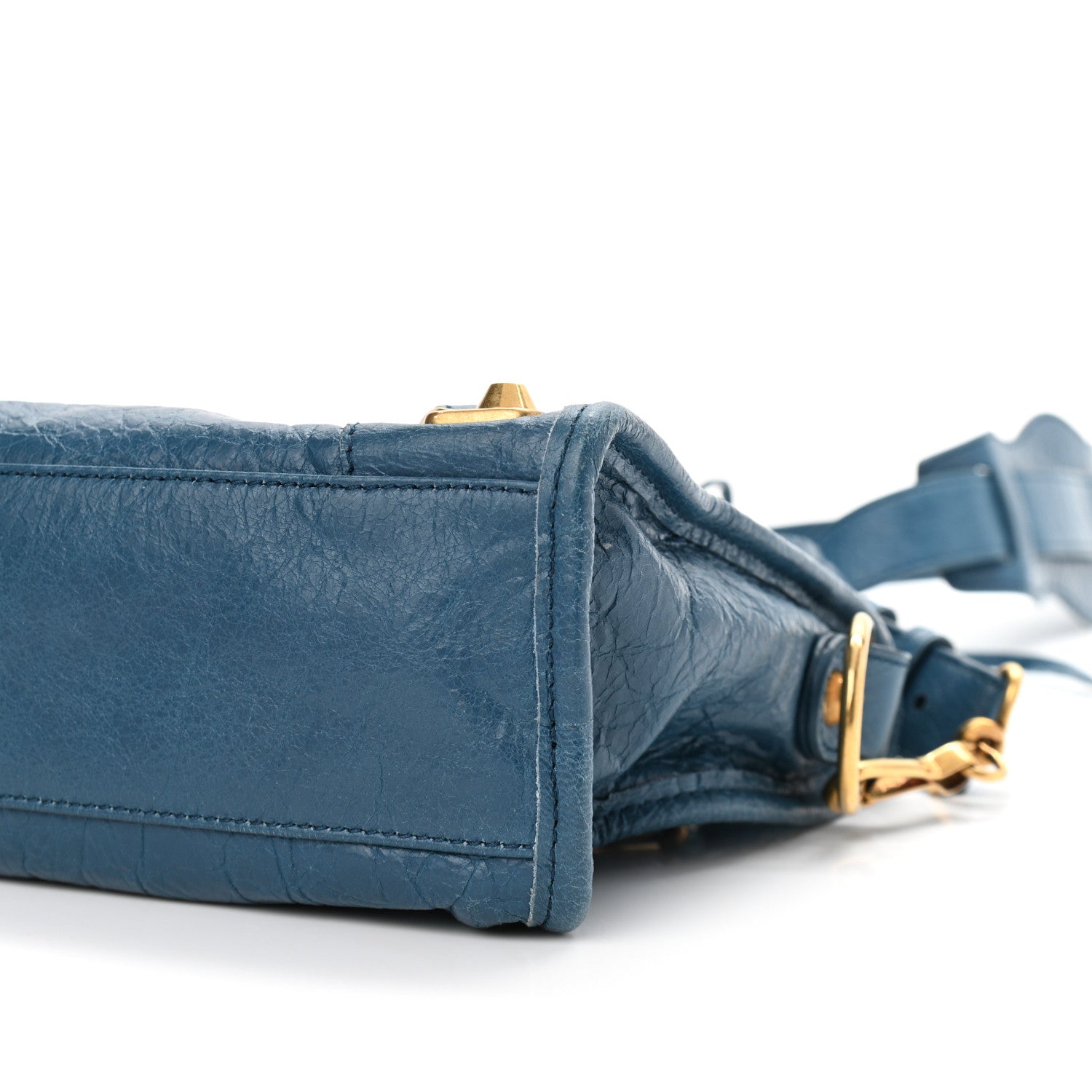 Balenciaga Chevre Gold Metallic Edge Hardware Mini City Blue Profond 10 of 12