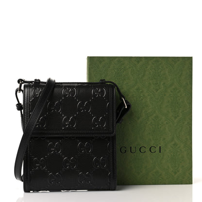 Gucci Calfskin GG Tennis Embossed Messenger Bag Black 10 of 10