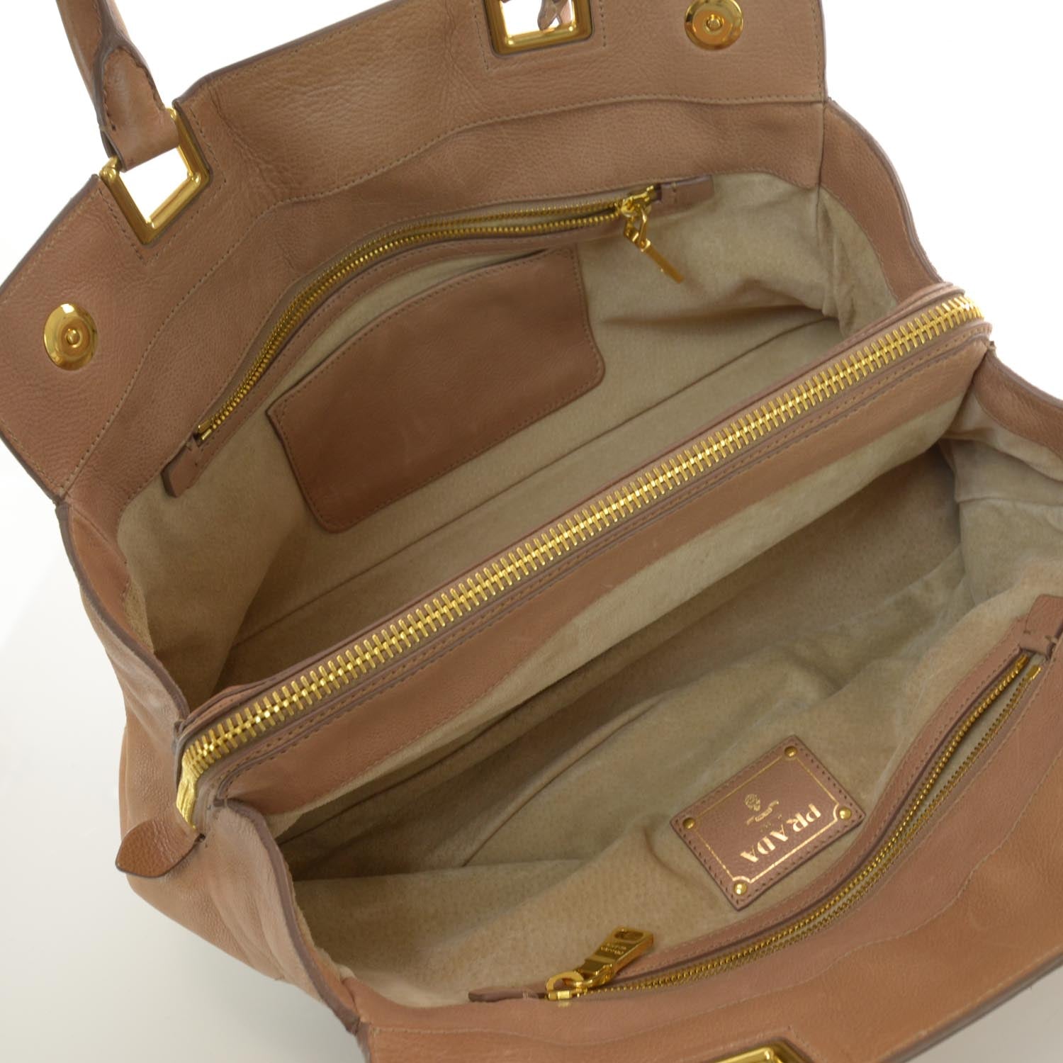 Prada Glace Calf Frame Satchel Cammeo 6 of 7