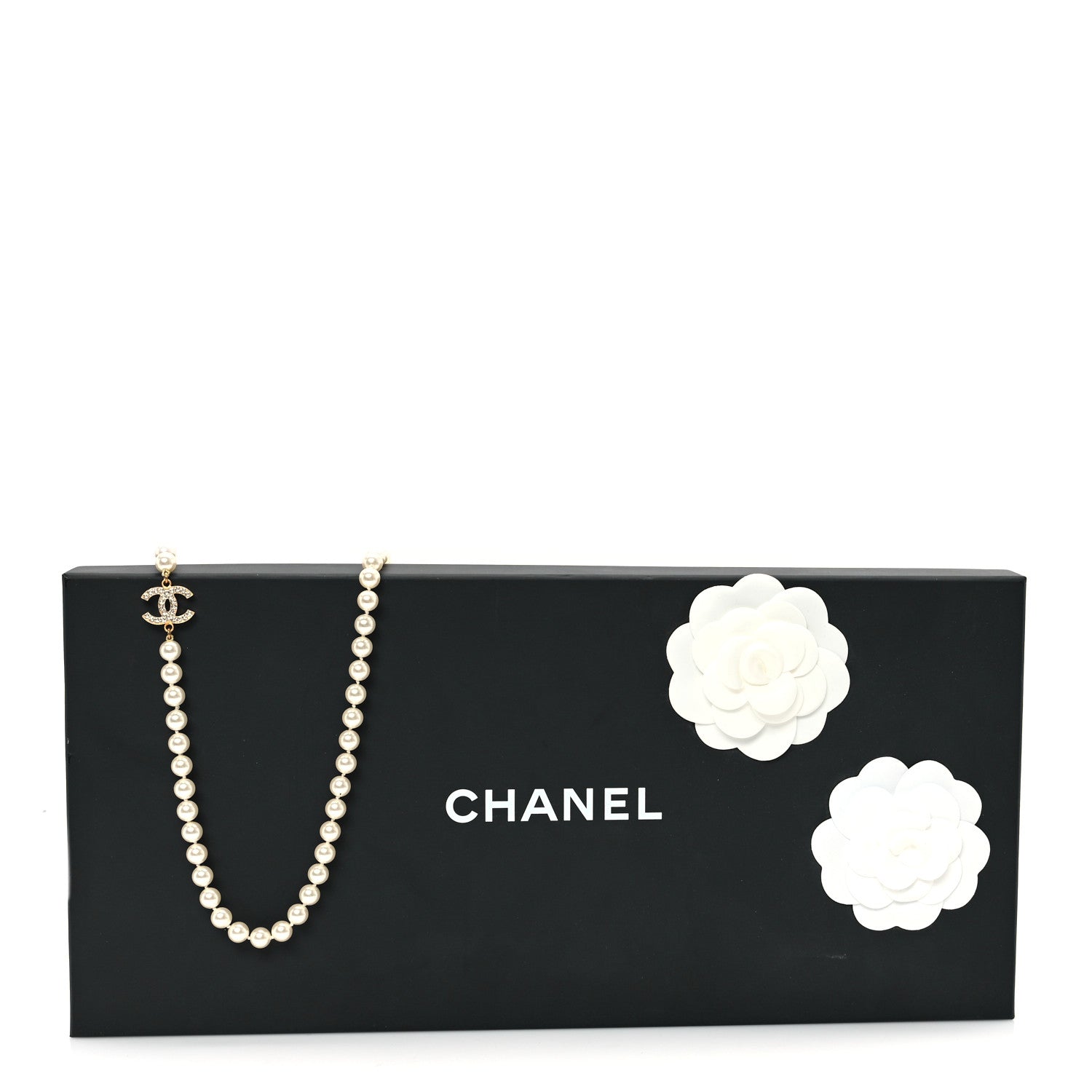 Chanel Crystal Pearl CC Long Necklace Gold 6 of 6