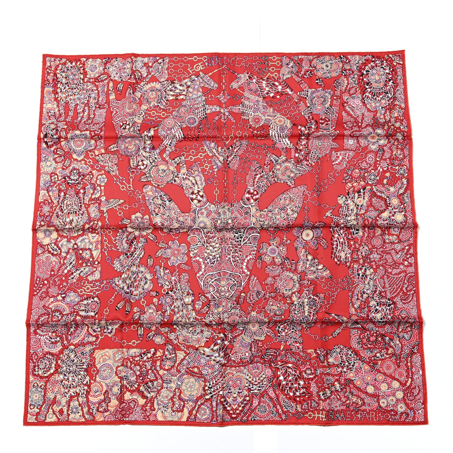 Silk La Légende De La Forêt Scarf 90 Rouge Blanc Bordeaux