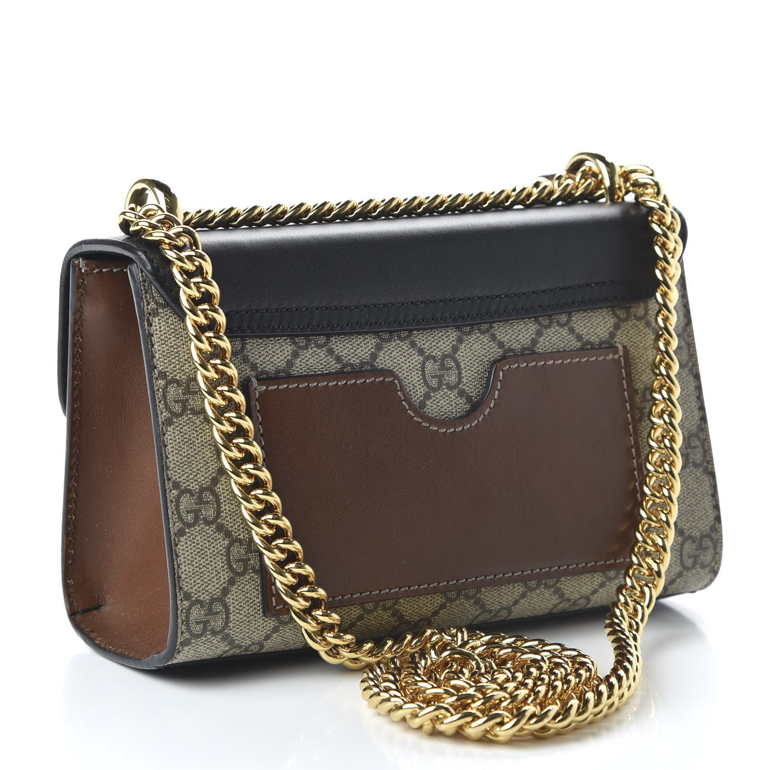 Gucci GG Supreme Monogram Calfskin Small Padlock Shoulder Bag Beige Black Cuir 3 of 10