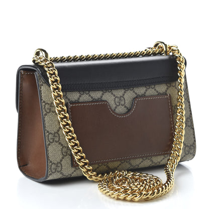 Gucci GG Supreme Monogram Calfskin Small Padlock Shoulder Bag Beige Black Cuir 3 of 10