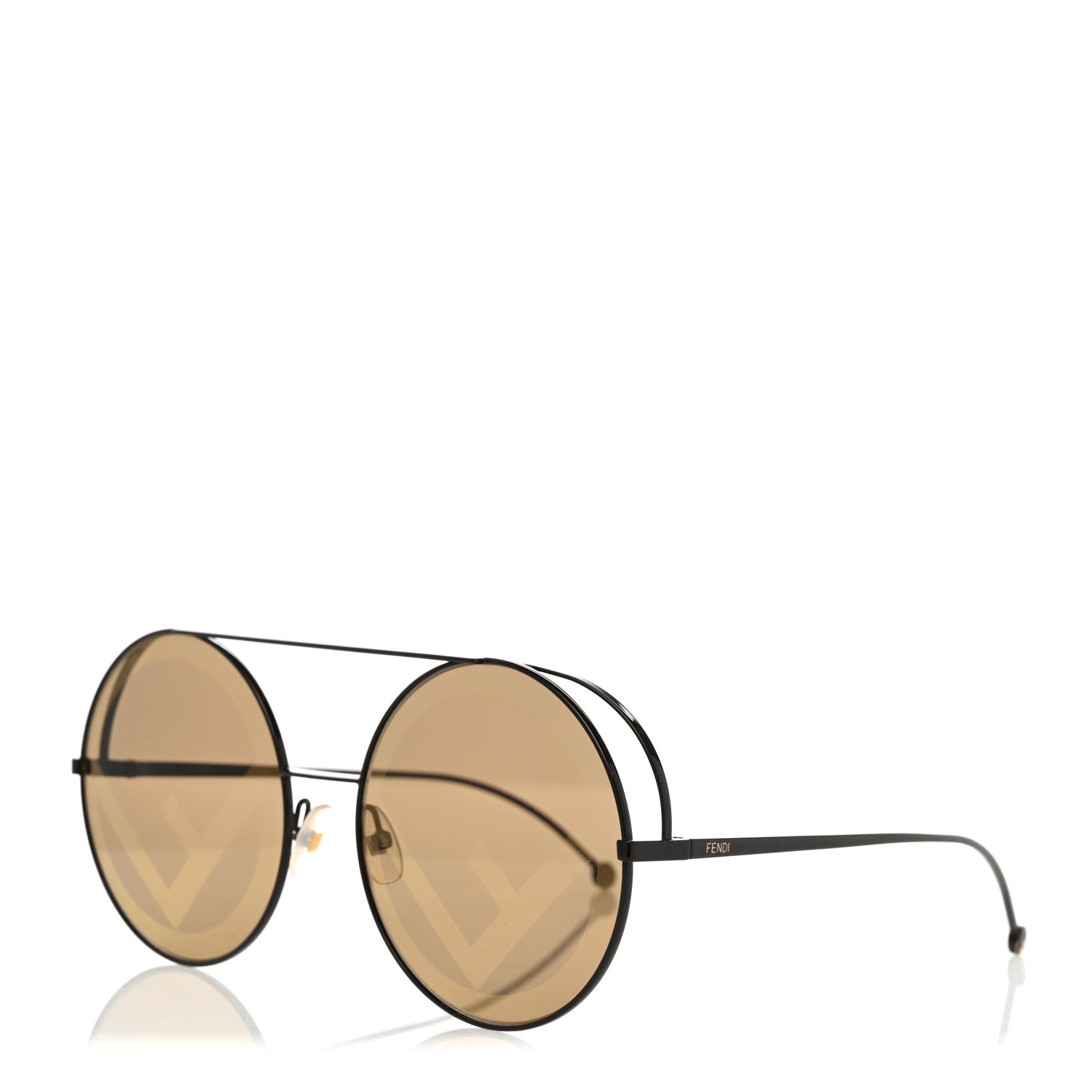 Fendi Metal F is Fendi Printed Run Away Round Frame Sunglasses FF 0285/S Black 1 of 8
