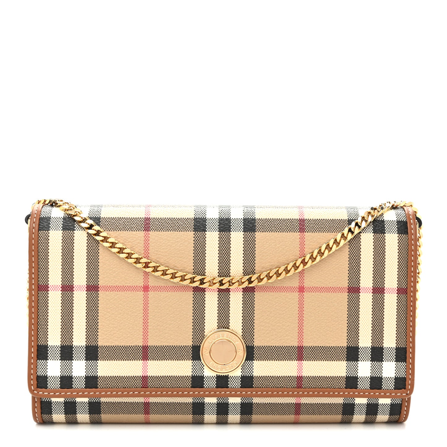 Vintage Check Hannah Chain Wallet Archive Beige Briar Brown