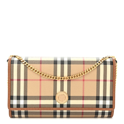 Burberry Vintage Check Hannah Chain Wallet Archive Beige Briar Brown 1 of 11