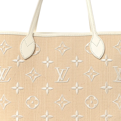 Louis Vuitton Cotton Monogram Embroidered Neverfull MM Beige White 8 of 11