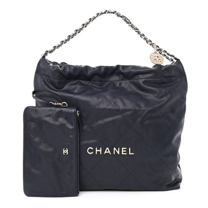 Chanel Shiny Caviar Quilted Chanel 22 Dark Blue 1 of 12