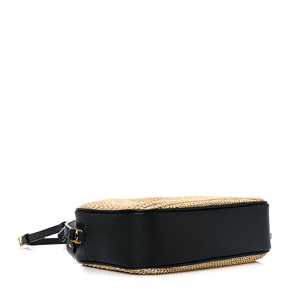 Saint Laurent Raffia Canvas Monogram Lou Camera Bag Beige Black 4 of 10