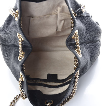 Gucci Pebbled Calfskin Medium Soho Chain Shoulder Bag Black 5 of 10
