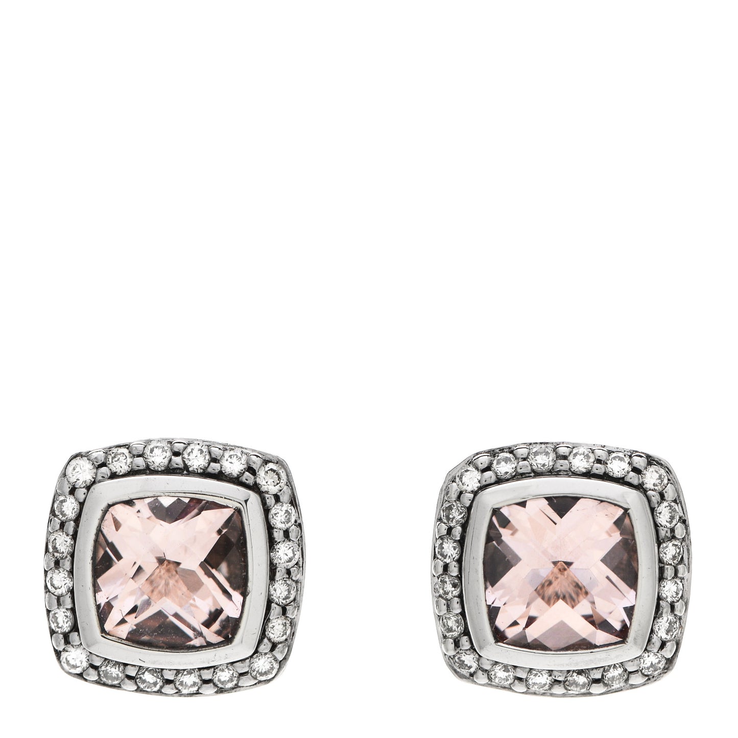 Sterling Silver Diamond Morganite 7mm Petite Albion Earrings