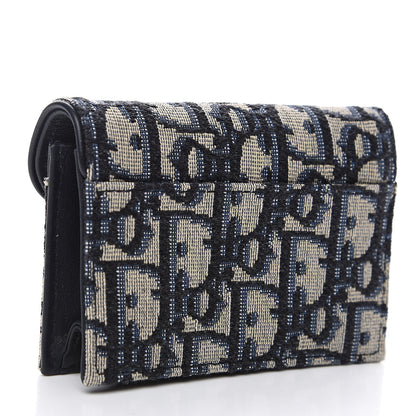 Christian Dior Oblique Saddle Card Holder Blue 2 of 7