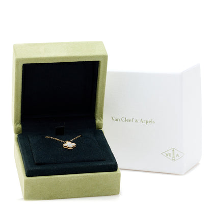 Van Cleef & Arpels 18K Yellow Gold Mother of Pearl Sweet Alhambra Pendant Necklace 8 of 8